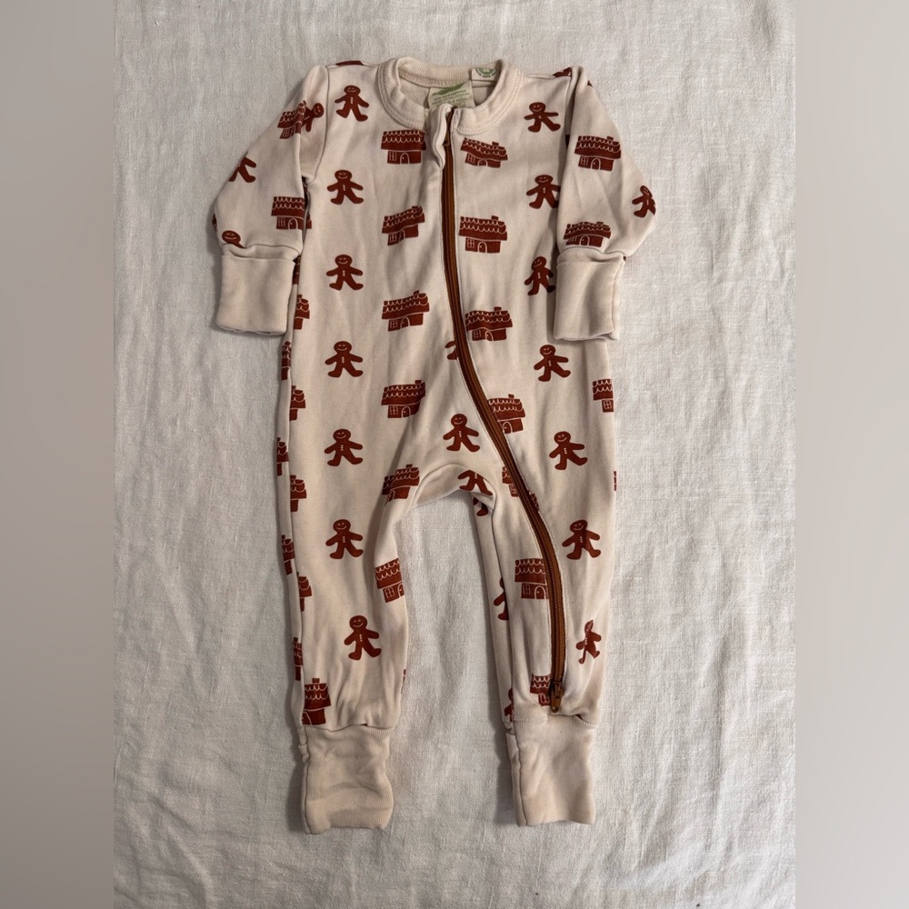 Parade Cozy Gingerbread Kids Pajamas - 0-3 months - Organic Cotton